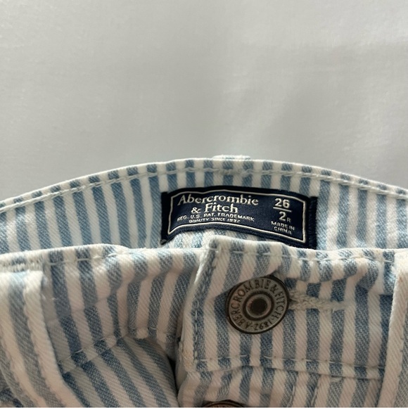 Abercrombie & Fitch White and Light Blue Striped Boot Cut Jeans - Picture 3 of 3